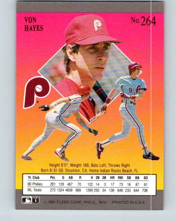 1991 Ultra #264 Von Hayes Mint Philadelphia Phillies