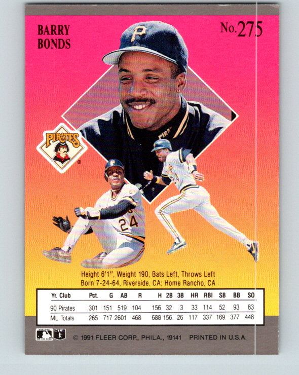 1991 Ultra #275 Barry Bonds Mint Pittsburgh Pirates