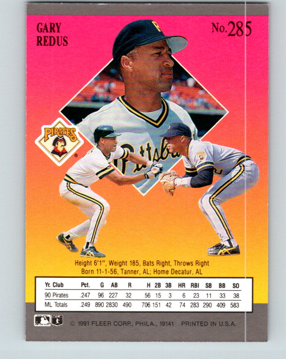 1991 Ultra #285 Gary Redus Mint Pittsburgh Pirates