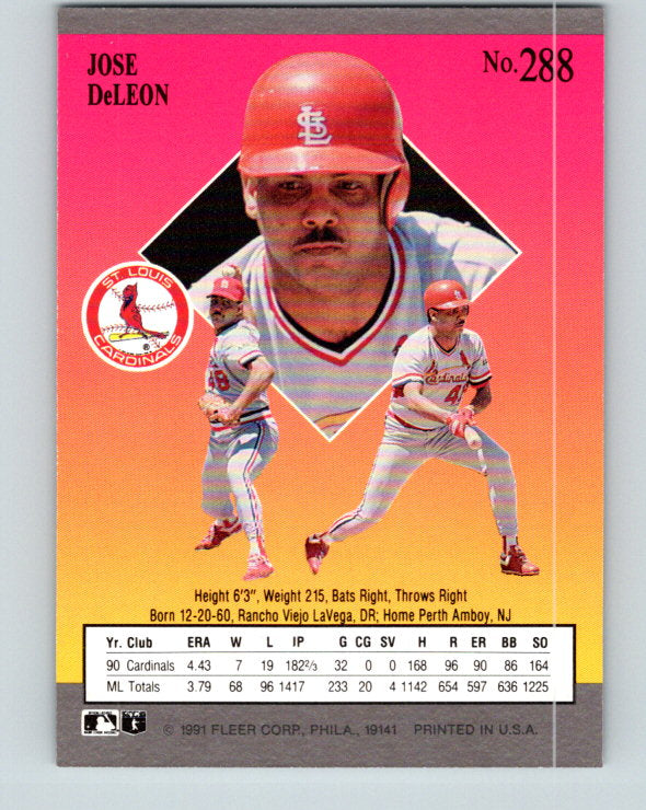 1991 Ultra #288 Jose DeLeon Mint St. Louis Cardinals