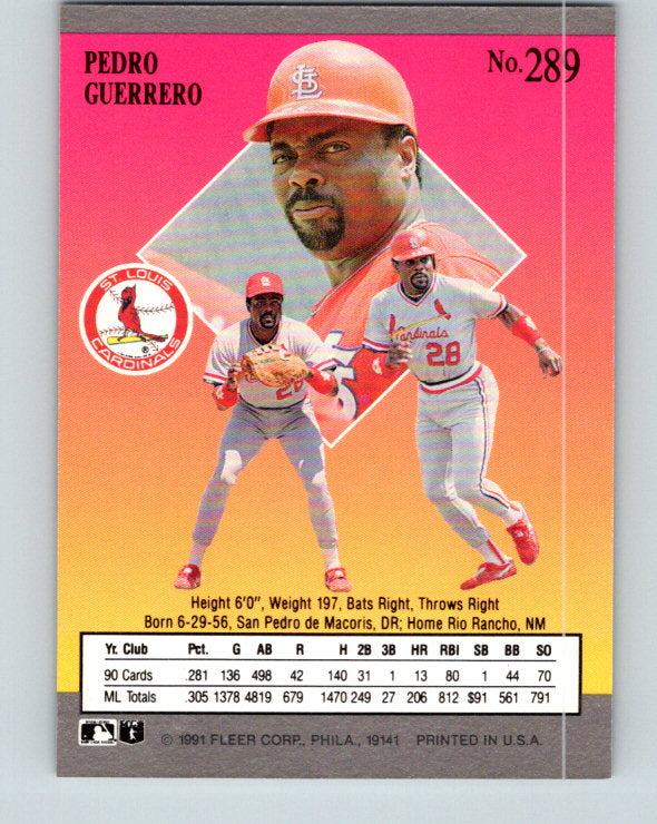 1991 Ultra #289 Pedro Guerrero Mint St. Louis Cardinals