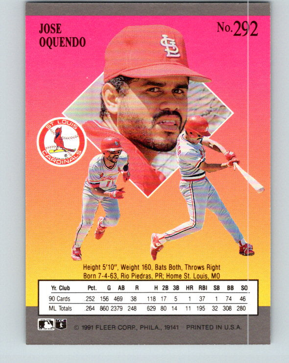 1991 Ultra #292 Jose Oquendo Mint St. Louis Cardinals