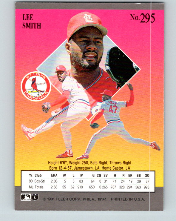 1991 Ultra #295 Lee Smith Mint St. Louis Cardinals