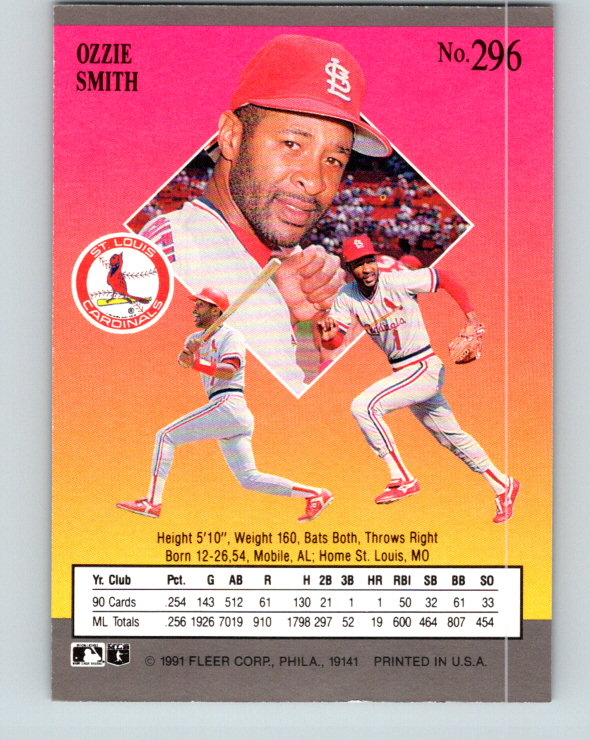 1991 Ultra #296 Ozzie Smith Mint St. Louis Cardinals
