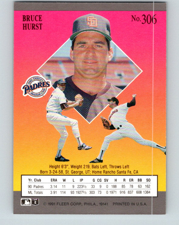 1991 Ultra #306 Bruce Hurst Mint San Diego Padres