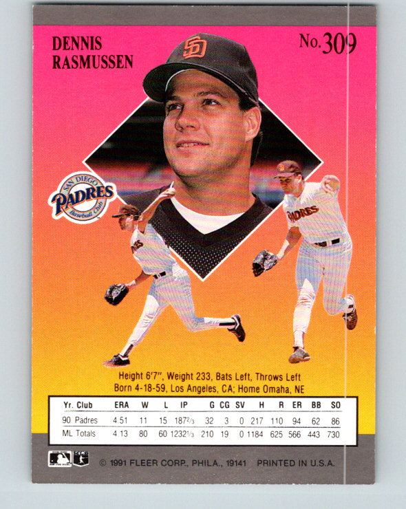 1991 Ultra #309 Dennis Rasmussen Mint San Diego Padres