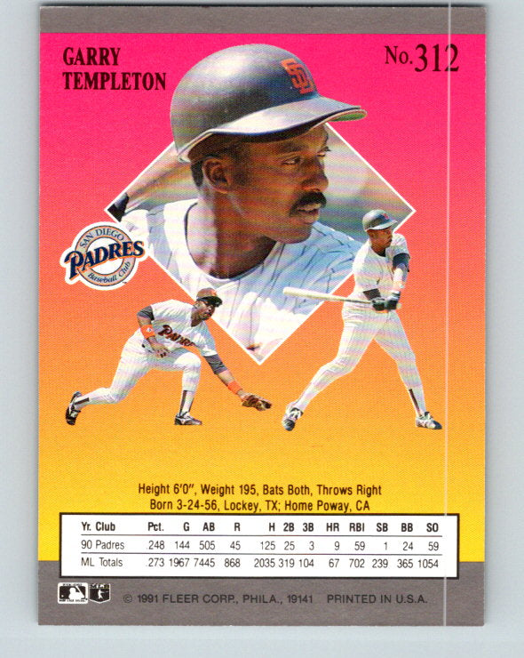 1991 Ultra #312 Garry Templeton Mint San Diego Padres
