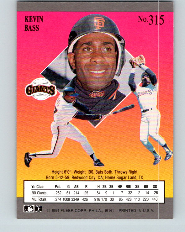 1991 Ultra #315 Kevin Bass Mint San Francisco Giants