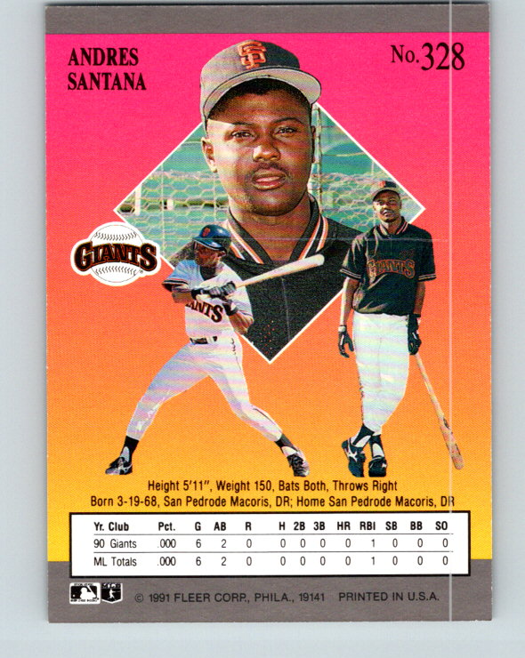 1991 Ultra #328 Andres Santana Mint San Francisco Giants