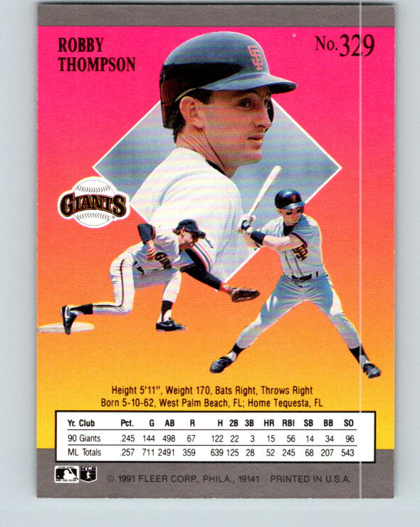 1991 Ultra #329 Robby Thompson Mint San Francisco Giants