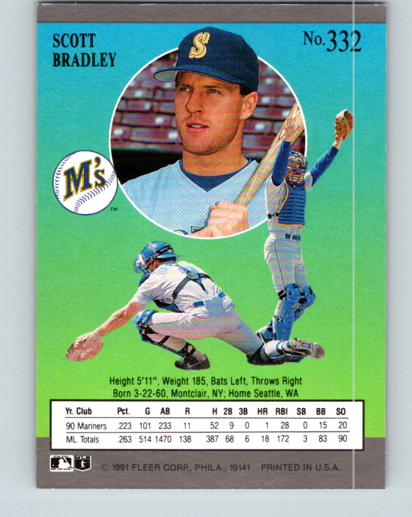 1991 Ultra #332 Scott Bradley Mint Seattle Mariners