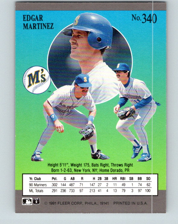 1991 Ultra #340 Edgar Martinez Mint Seattle Mariners