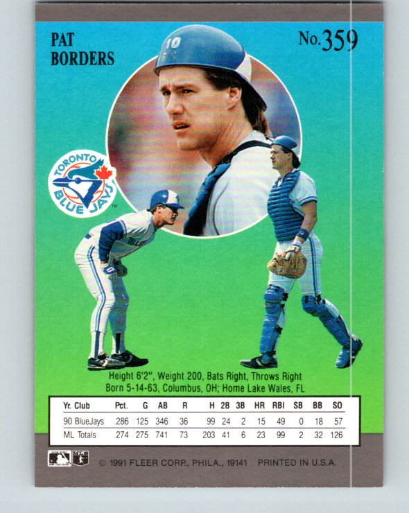 1991 Ultra #359 Pat Borders Mint Toronto Blue Jays