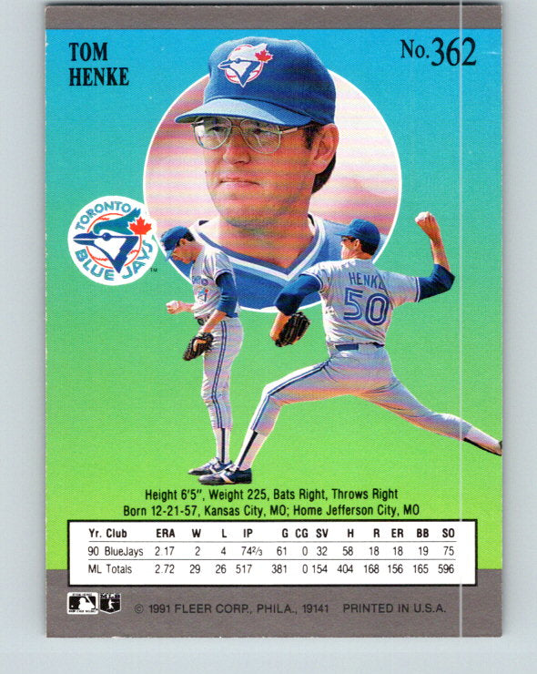 1991 Ultra #362 Tom Henke Mint Toronto Blue Jays