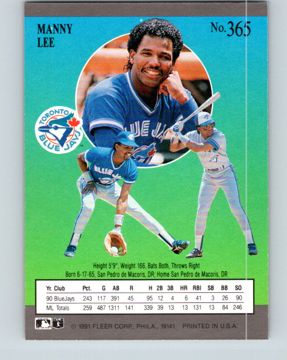 1991 Ultra #365 Manuel Lee Mint Toronto Blue Jays