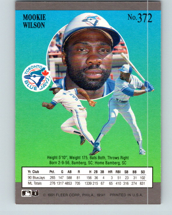 1991 Ultra #372 Mookie Wilson Mint Toronto Blue Jays