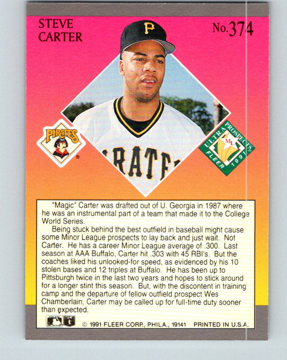 1991 Ultra #374 Steve Carter MLP Mint Pittsburgh Pirates