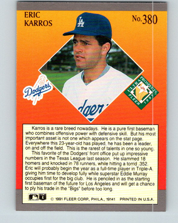 1991 Ultra #380 Eric Karros MLP Mint RC Rookie Los Angeles Dodgers