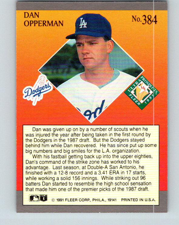 1991 Ultra #384 Dan Opperman MLP Mint RC Rookie Los Angeles Dodgers