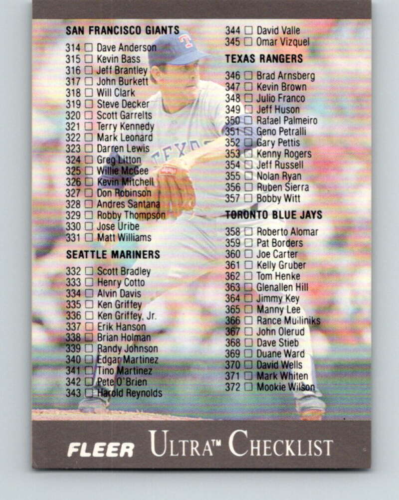 1991 Ultra #400 Nolan Ryan CL Mint Texas Rangers