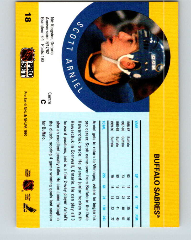 1990-91 Pro Set #18 Scott Arniel Mint Buffalo Sabres
