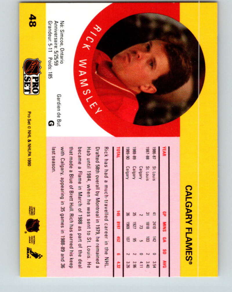 1990-91 Pro Set #48 Rick Wamsley Mint Calgary Flames