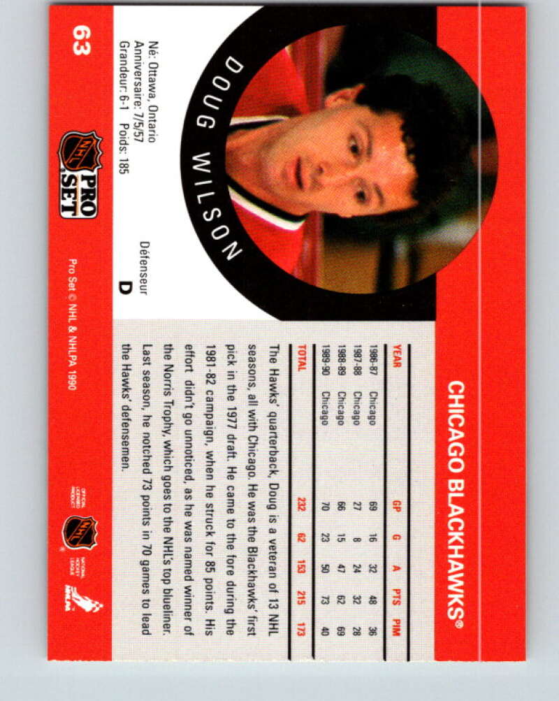 1990-91 Pro Set #63 Doug Wilson Mint Chicago Blackhawks