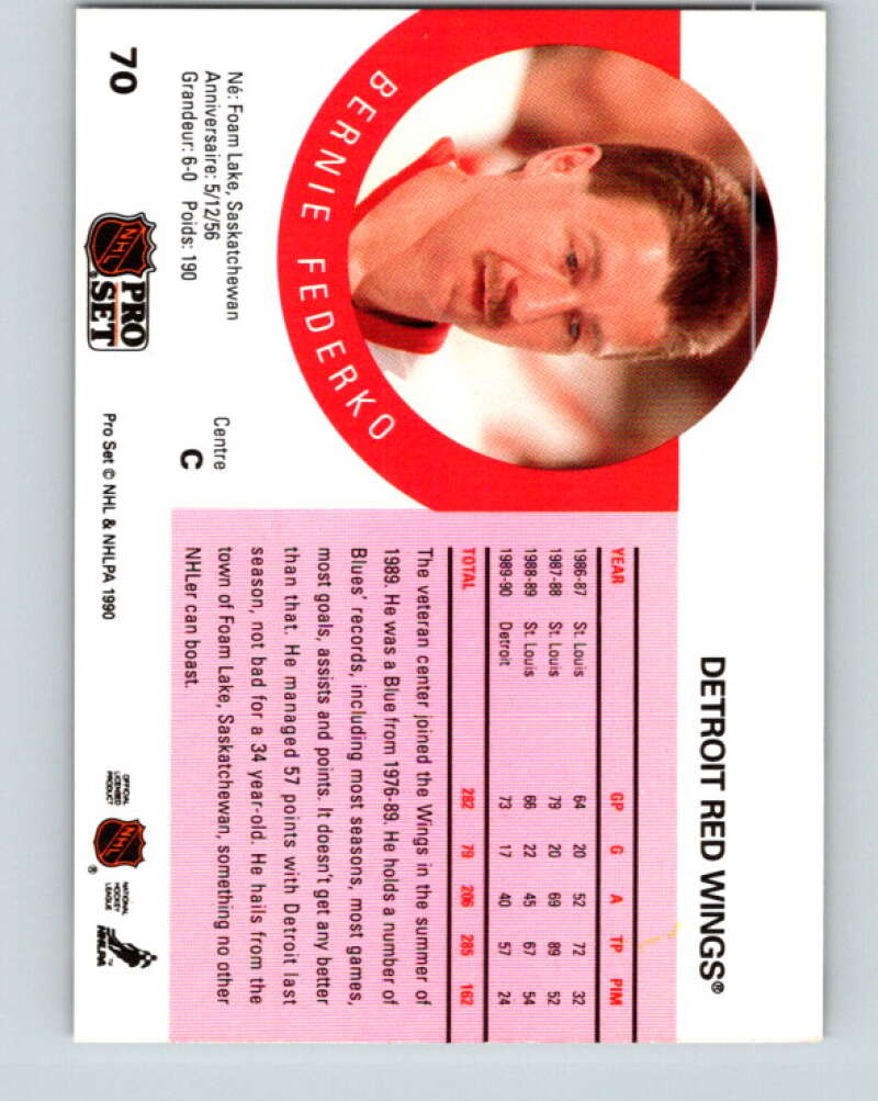 1990-91 Pro Set #70 Bernie Federko Mint Detroit Red Wings