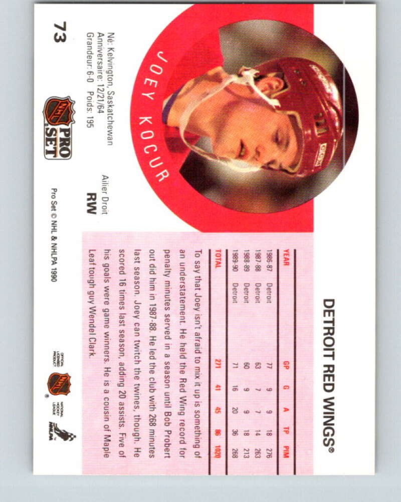1990-91 Pro Set #73 Joey Kocur Mint RC Rookie Detroit Red Wings