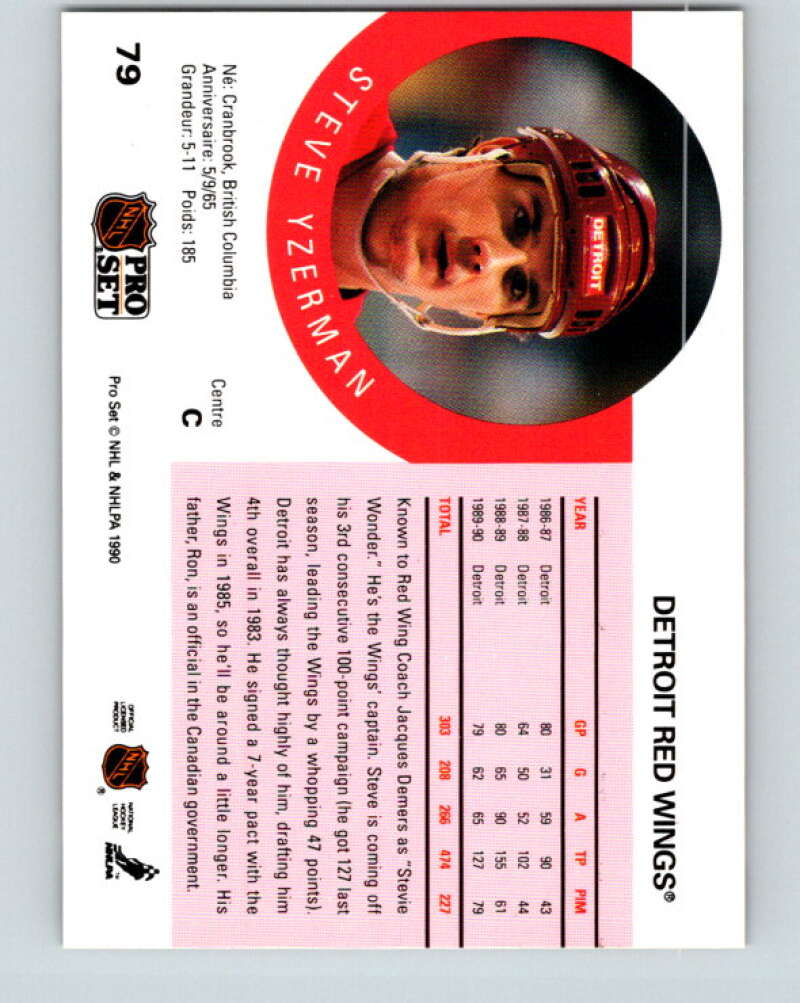 1990-91 Pro Set #79 Steve Yzerman Mint Detroit Red Wings