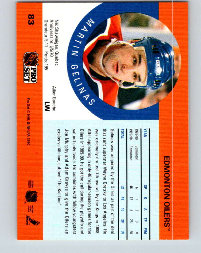 1990-91 Pro Set #83 Martin Gelinas Mint RC Rookie Edmonton Oilers