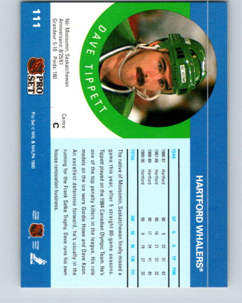 1990-91 Pro Set #111 Dave Tippett Mint Hartford Whalers