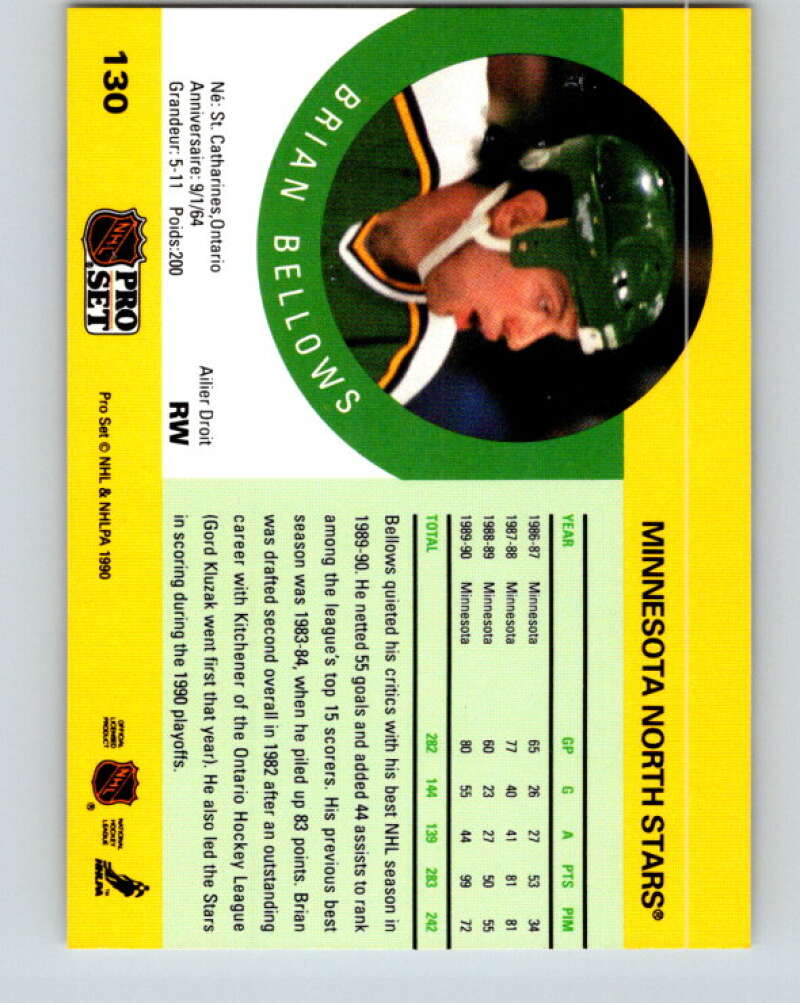 1990-91 Pro Set #130 Brian Bellows Mint Minnesota North Stars