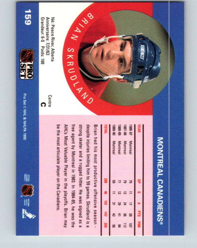 1990-91 Pro Set #159 Brian Skrudland Mint Montreal Canadiens