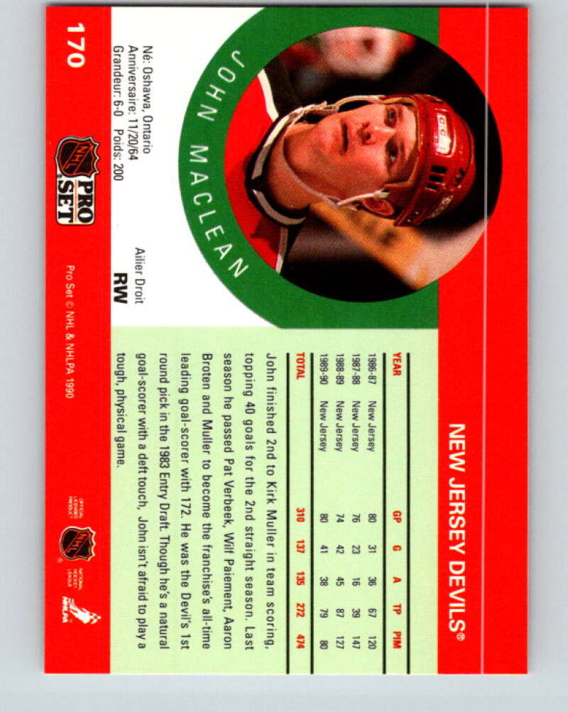 1990-91 Pro Set #170 John MacLean Mint New Jersey Devils