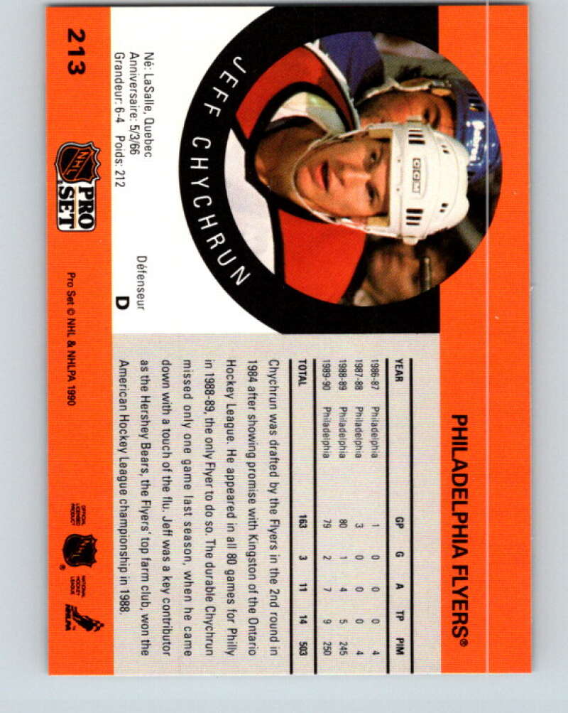 1990-91 Pro Set #213 Jeff Chychrun Mint Philadelphia Flyers