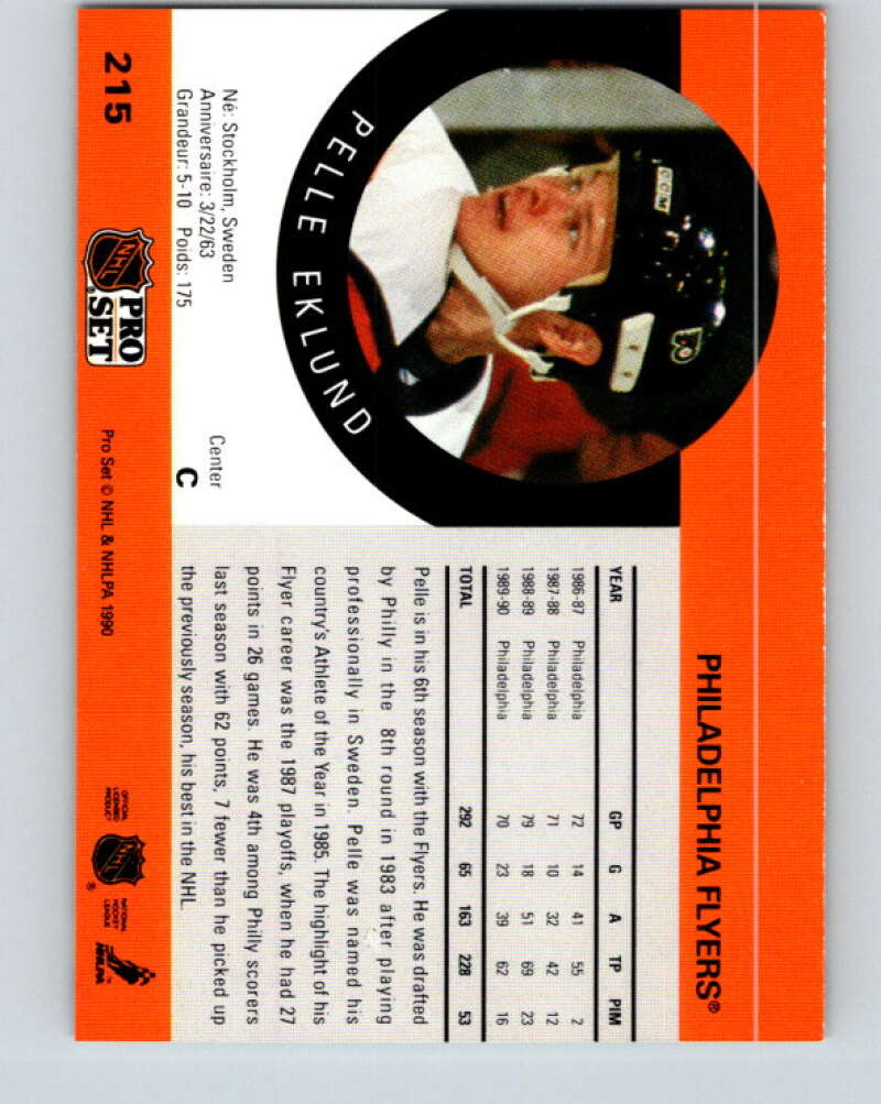 1990-91 Pro Set #215 Pelle Eklund Mint Philadelphia Flyers