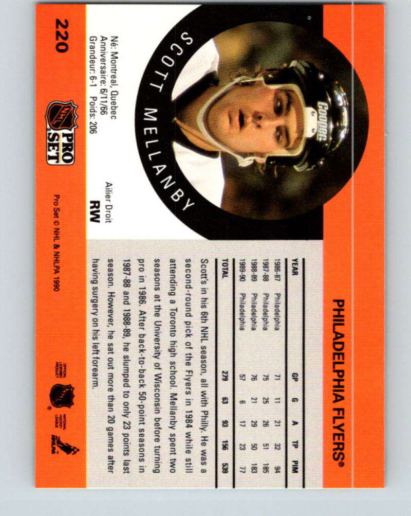 1990-91 Pro Set #220 Scott Mellanby Mint Philadelphia Flyers