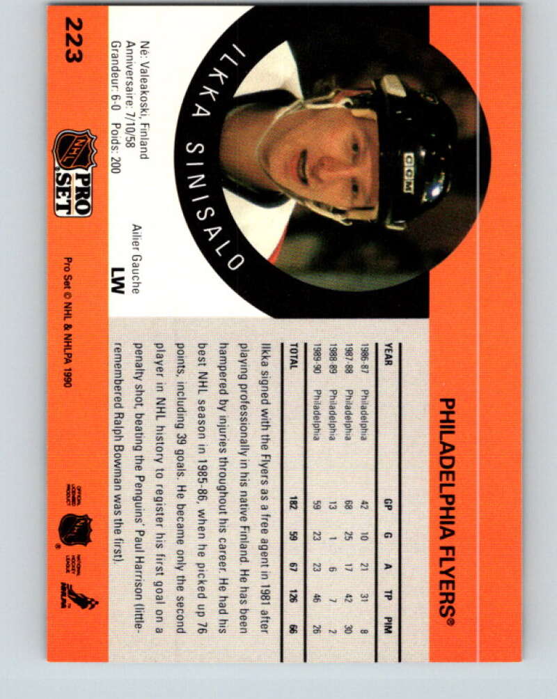 1990-91 Pro Set #223 Ilkka Sinisalo Mint Philadelphia Flyers