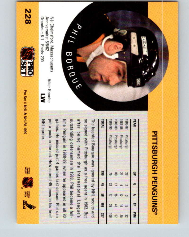 1990-91 Pro Set #228 Phil Bourque Mint Pittsburgh Penguins