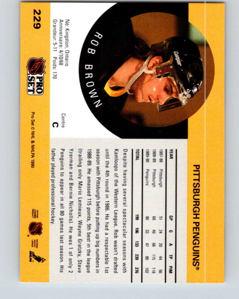 1990-91 Pro Set #229 Rob Brown Mint Pittsburgh Penguins