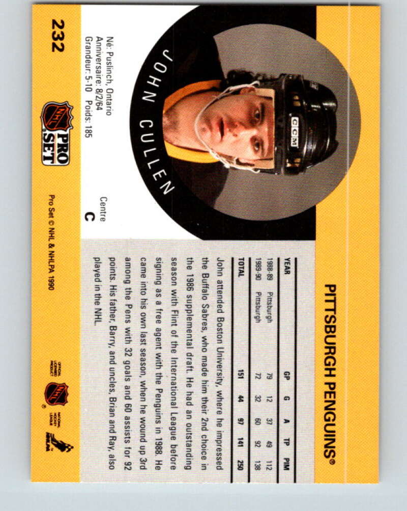 1990-91 Pro Set #232 John Cullen Mint Pittsburgh Penguins