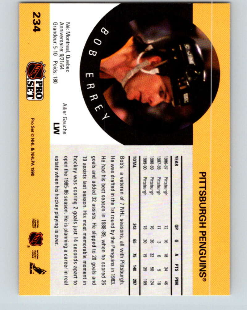 1990-91 Pro Set #234 Bob Errey Mint Pittsburgh Penguins