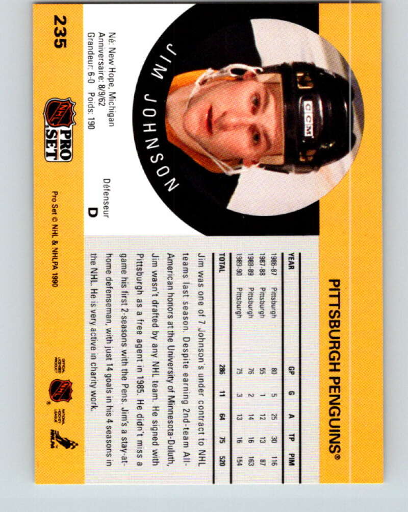 1990-91 Pro Set #235 Jim Johnson Mint Pittsburgh Penguins