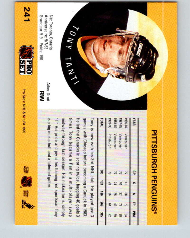 1990-91 Pro Set #241 Tony Tanti Mint Pittsburgh Penguins