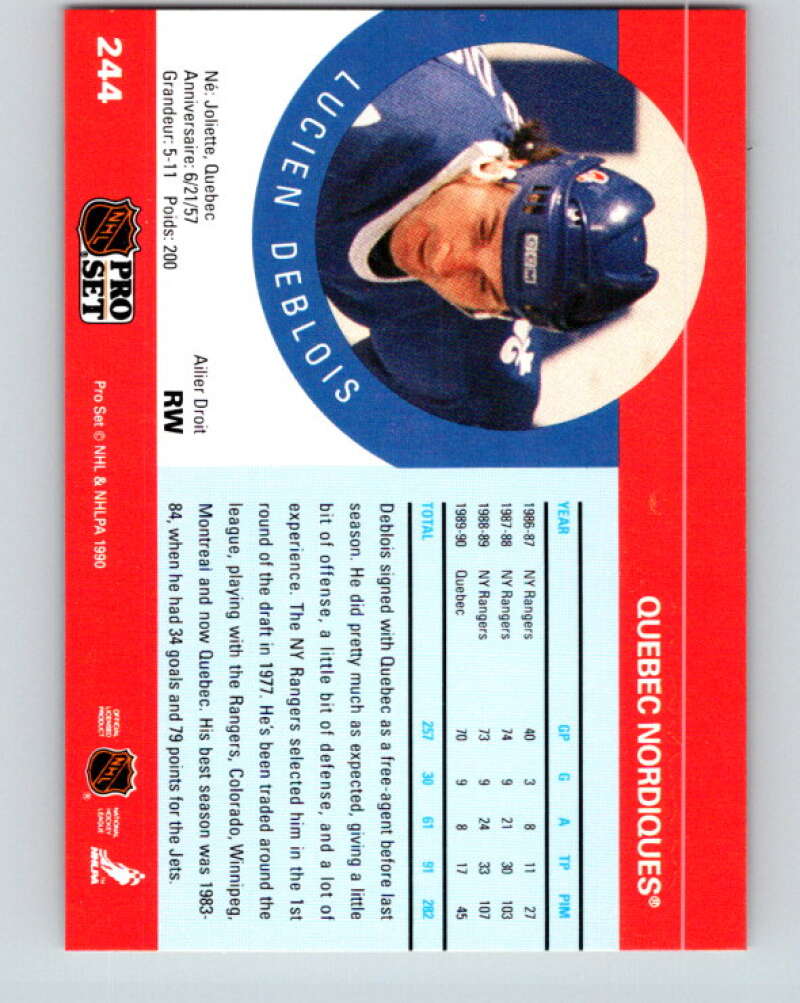 1990-91 Pro Set #244 Lucien DeBlois Mint Toronto Maple Leafs