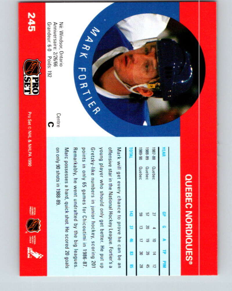 1990-91 Pro Set #245 Marc Fortier Mint Toronto Maple Leafs