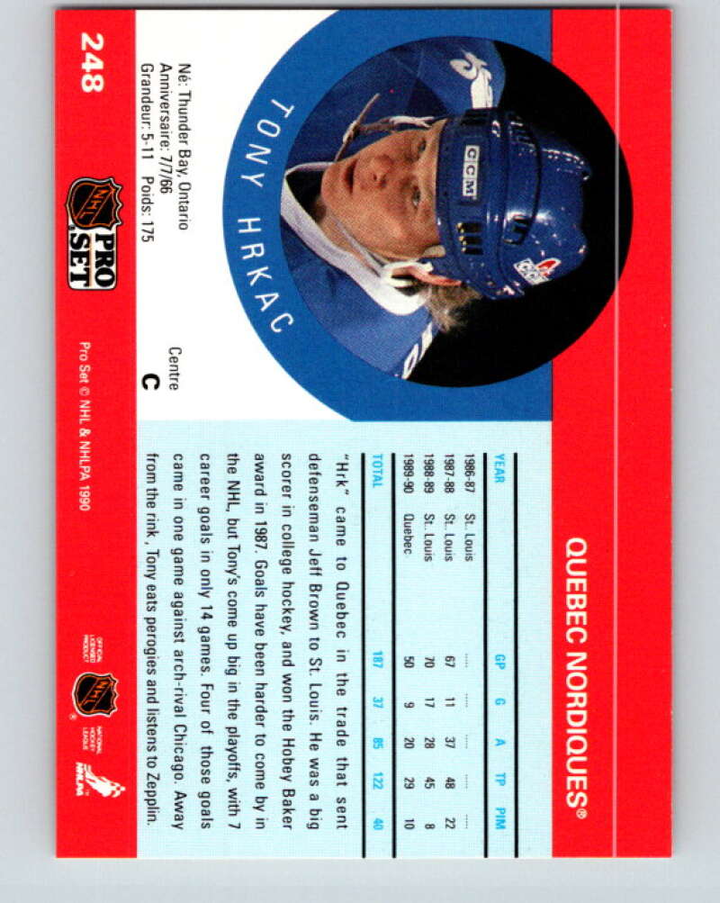 1990-91 Pro Set #248 Tony Hrkac Mint Toronto Maple Leafs