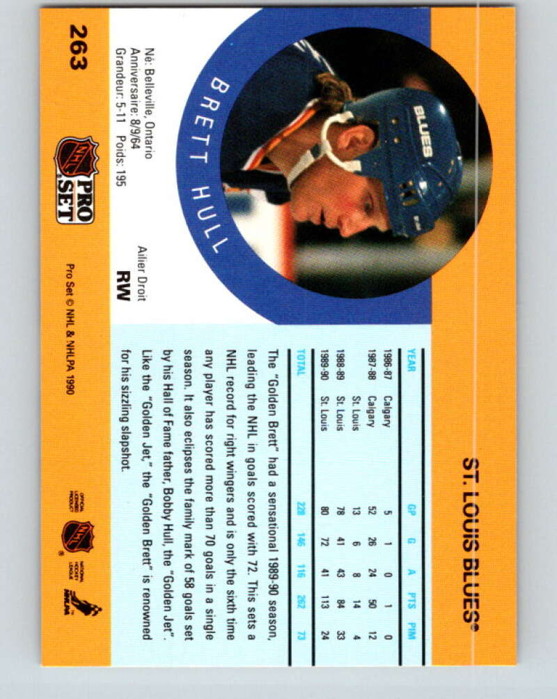 1990-91 pro set hockey card #395 Brett Hull team St Louis Blues goals leader