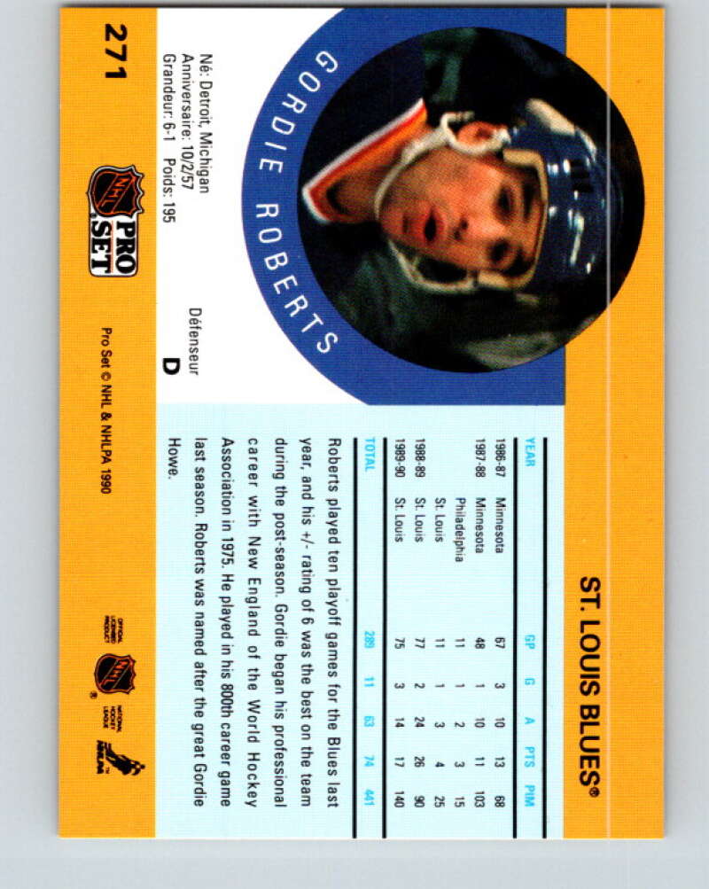 1990-91 Pro Set #271 Gordie Roberts Mint St. Louis Blues